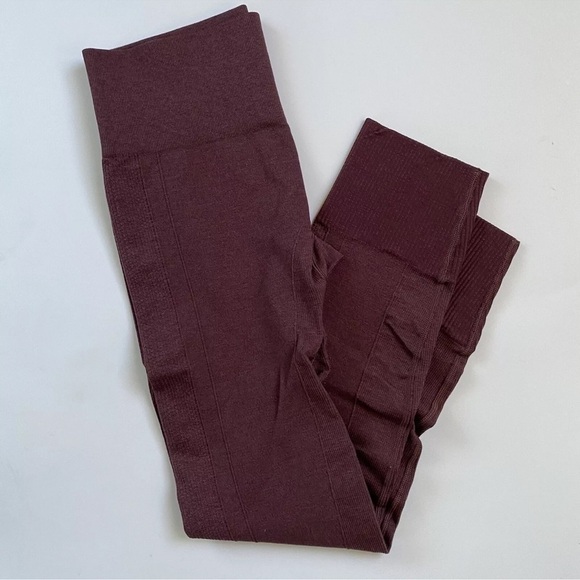 Lululemon Ebb To Street Heathered Bordeaux Drama Burgundy Seamless Leggings 8 - Picture 4 of 9